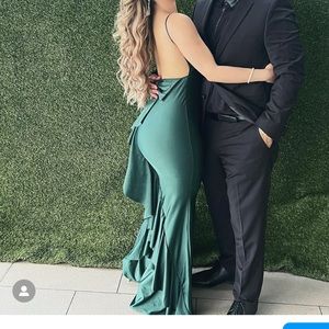 Windsor hunter green ruffled dress